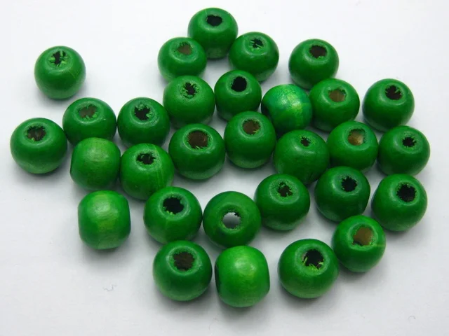 

200 Green 10mm Round Wood Beads~Wooden Beads