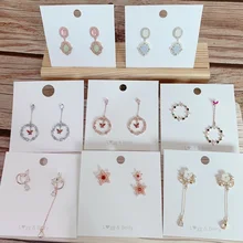 MENGJIQIAO новые корейские микро серьги с цирконием в форме сердца асимметричные серьги для женщин Dliecate Букле д 'ореиль ювелирные изделия для ушей