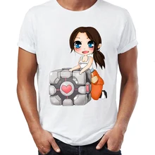 Camiseta masculina portal chell o protaganista silencioso anime gaming gamer incrível t