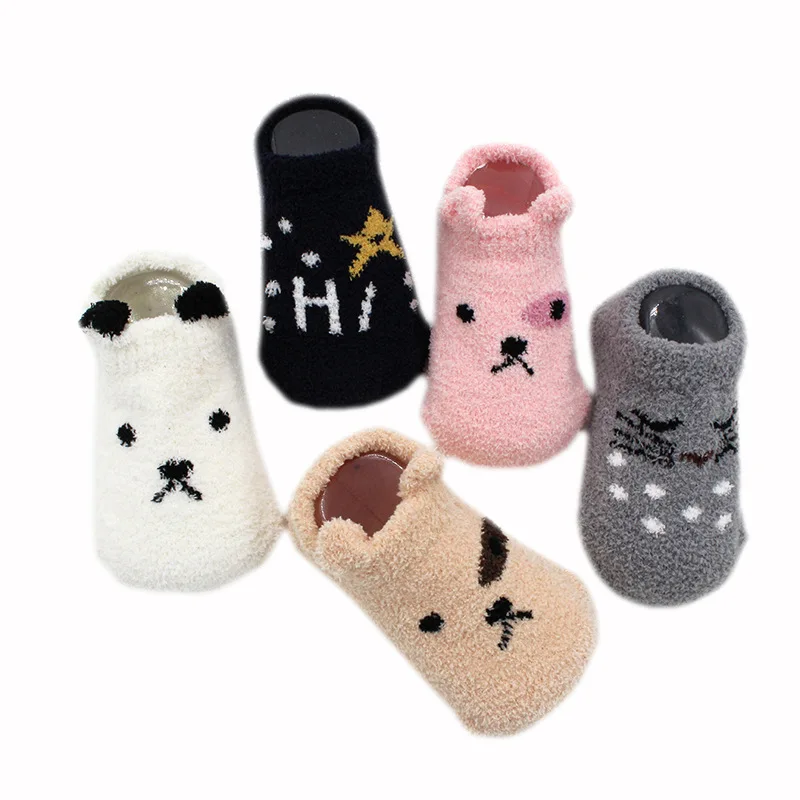 

Winter Baby Socks with Rubber Sole Non-slip Coral Fleece Socks Toddler Boy Girls Floor Socks Infant Clothing Accessories Thicken