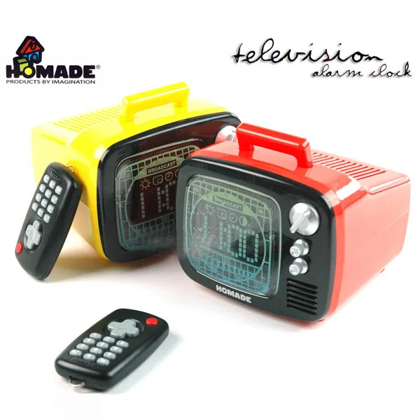 Original Homade Remote Control Mood Light TV Alarm Clock Retro Television Digital Alarm Clock with Remoted