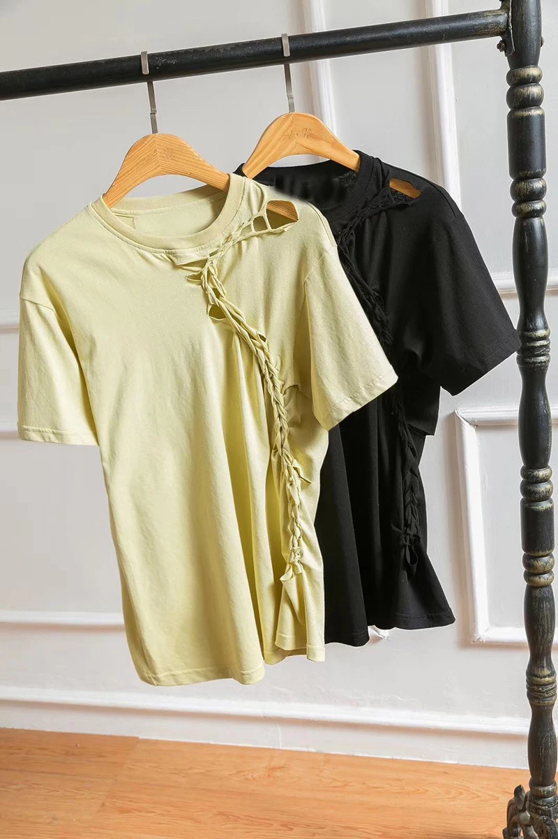 Couleur shirt 04 Rmsx Femmes T Tee 2 Mode Trou 3 SqYzt
