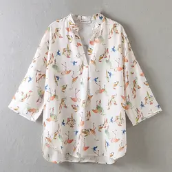 Летняя мода женские блузы и футболки с v-образным вырезом потерять цветочный принт шифоновая блузка сладкий blusas camisa женская одежда