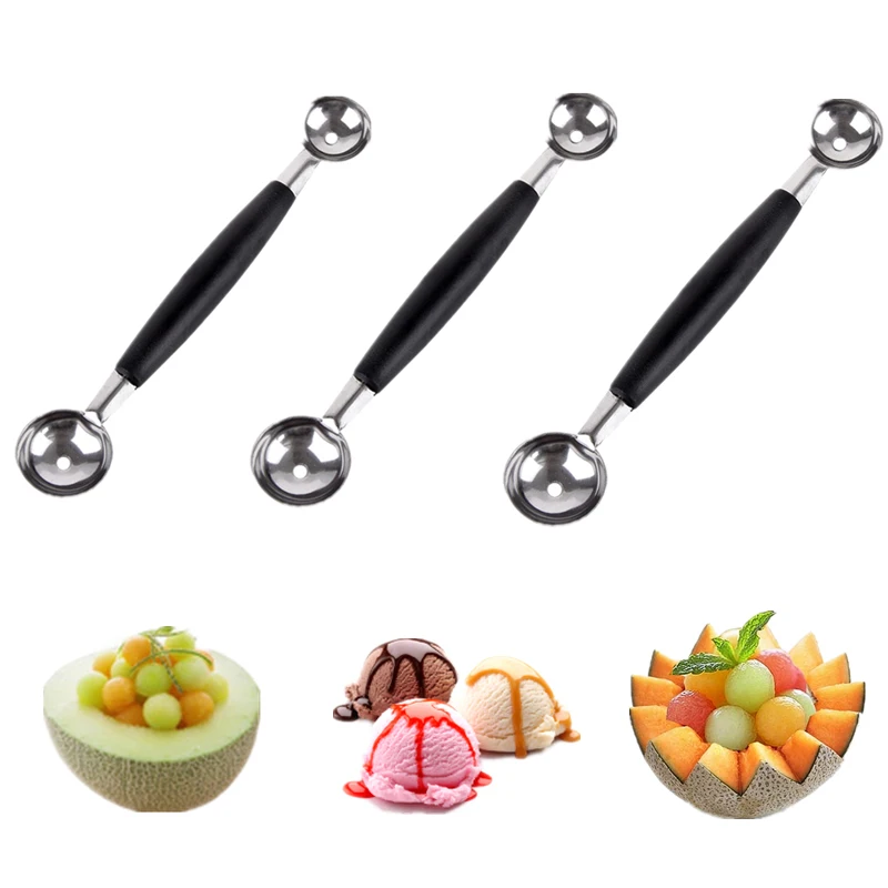 

1pc Double-end Melon Baller Scoop Stalinless Steel Fruit Spoon Ice Cream cozinha Cooking Tool Kitchen Accessories Gadgets