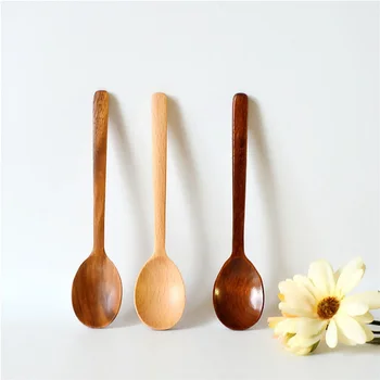 

Japanese style wooden soup spoon straight handle stirring spoon WB337