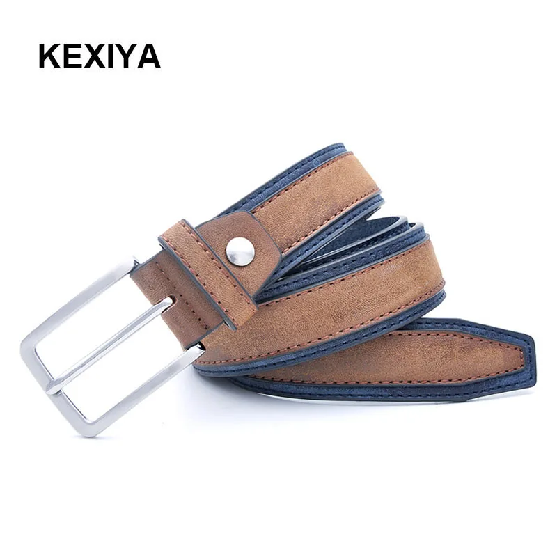 KEXIYA2017 дизайнерский мужской ремень повседневный пазл роскошные мужские модные аксессуары джинсовый ремень двухслойный двухцветный ремень