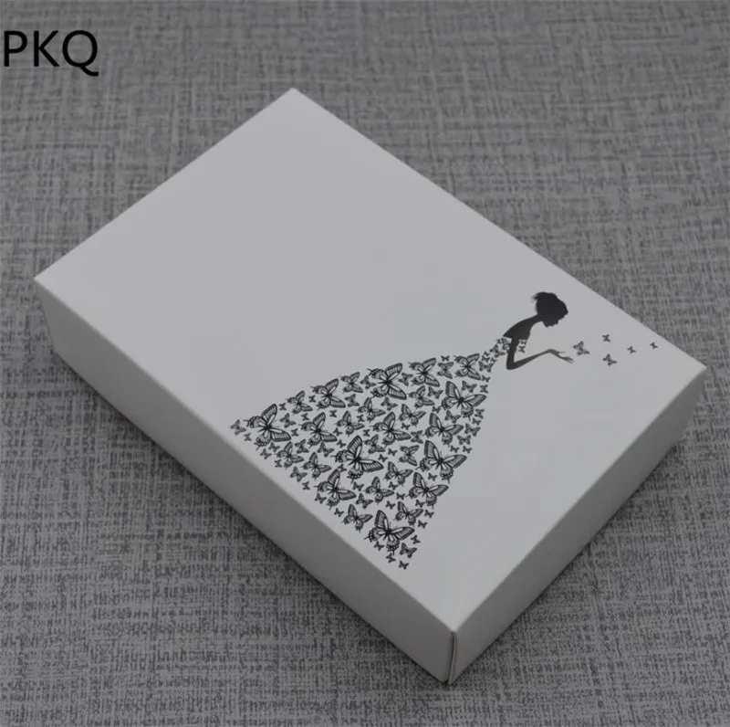 

30PC Lid Tray Type Paperboard Cover Box Bride Pattern White Paper Packaging Box for Handkerchief Silk Scarves Accessory Gift Box