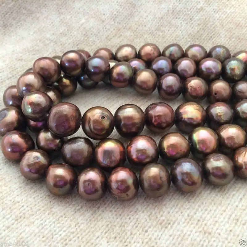 

huij 00711 5Strand 8-9mm Genuine Natural Chocolate Freshwater Pearl Rondelle Loose Beads 15