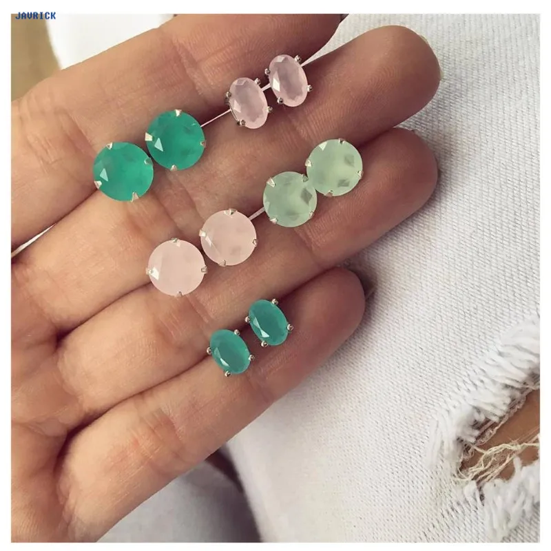 

JAVRICK 4/5 Pairs Chrysoprase Assorted Multiple Stud Earring Sets With Card Boho Jewelry For Women Men