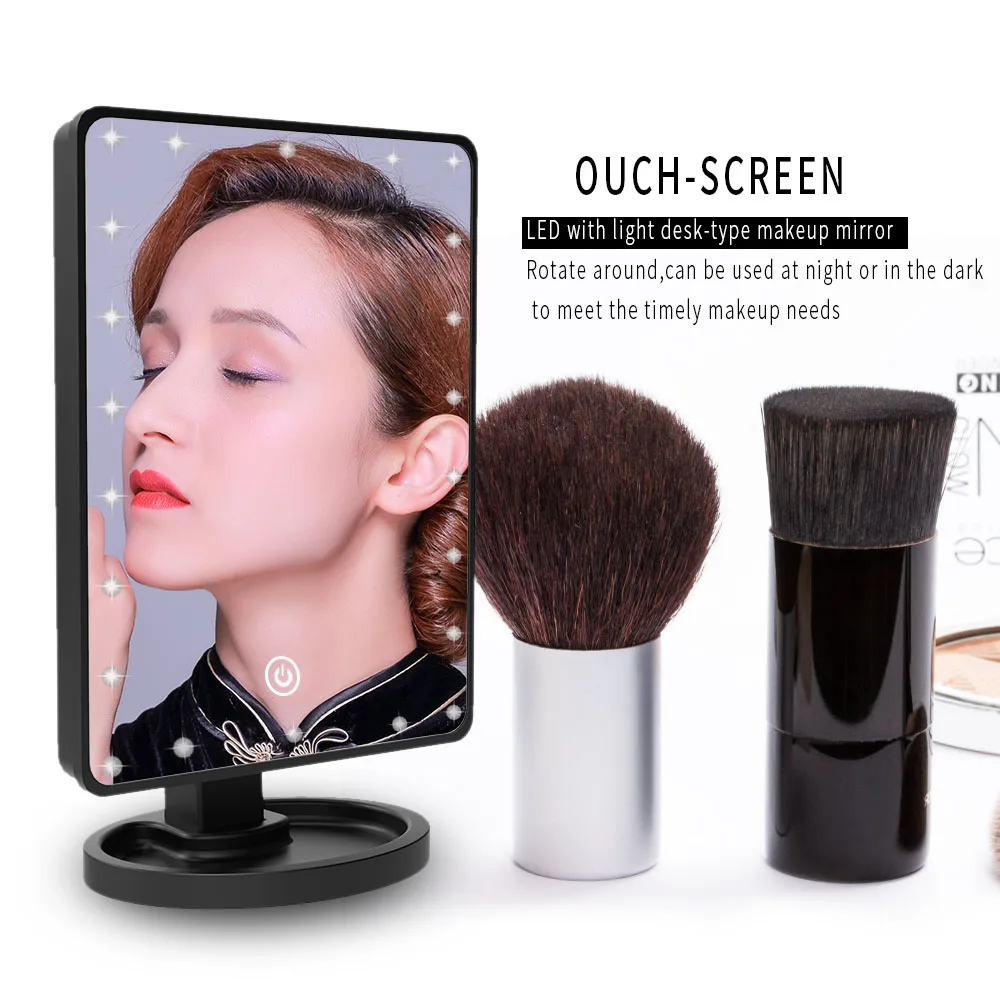 

22/16 LEDs Folding Lamp Luminous Makeup Mirror 1X or 10X Magnifying 180 degree Rotating Adjustable Tabletop Cosmetic Mirrors