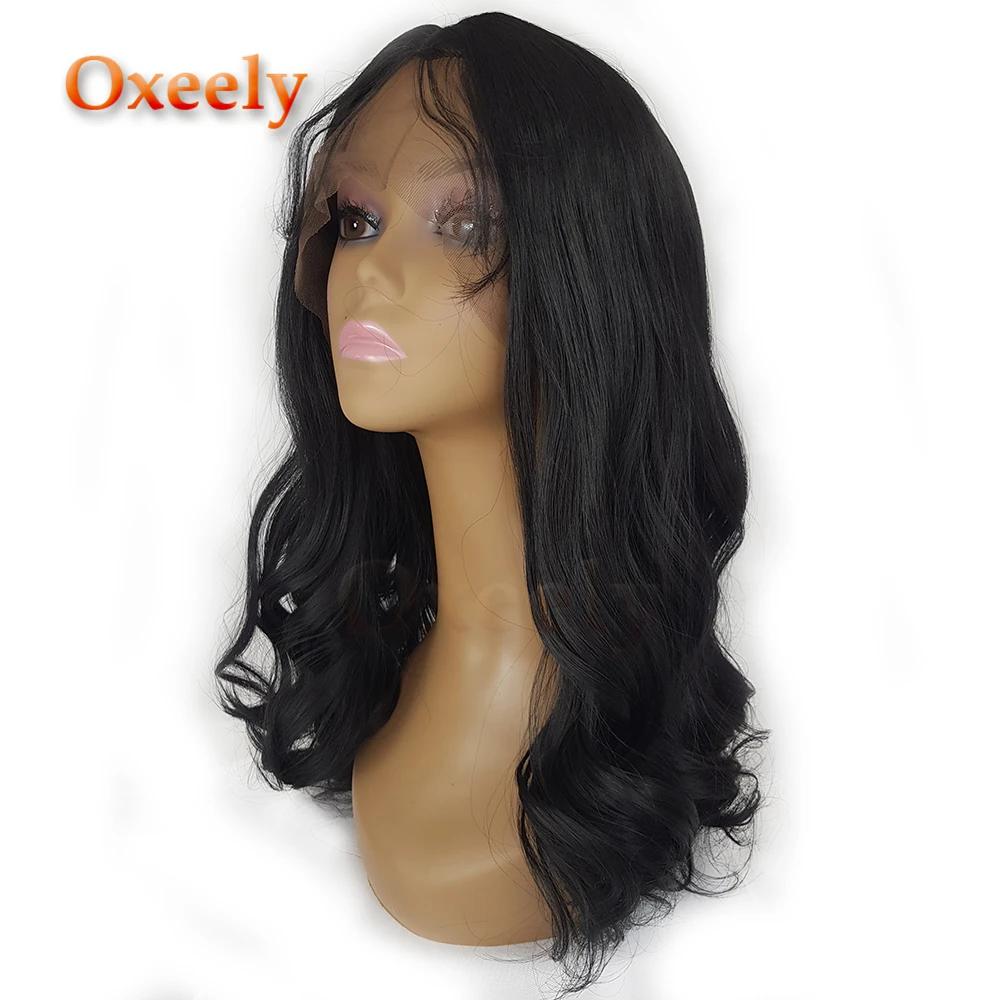 

Oxeely Short Lace Front Wigs Synthetic Hair Natural Wave Black Color Wigs for Women Free Parting With Baby Hair Free Shipping