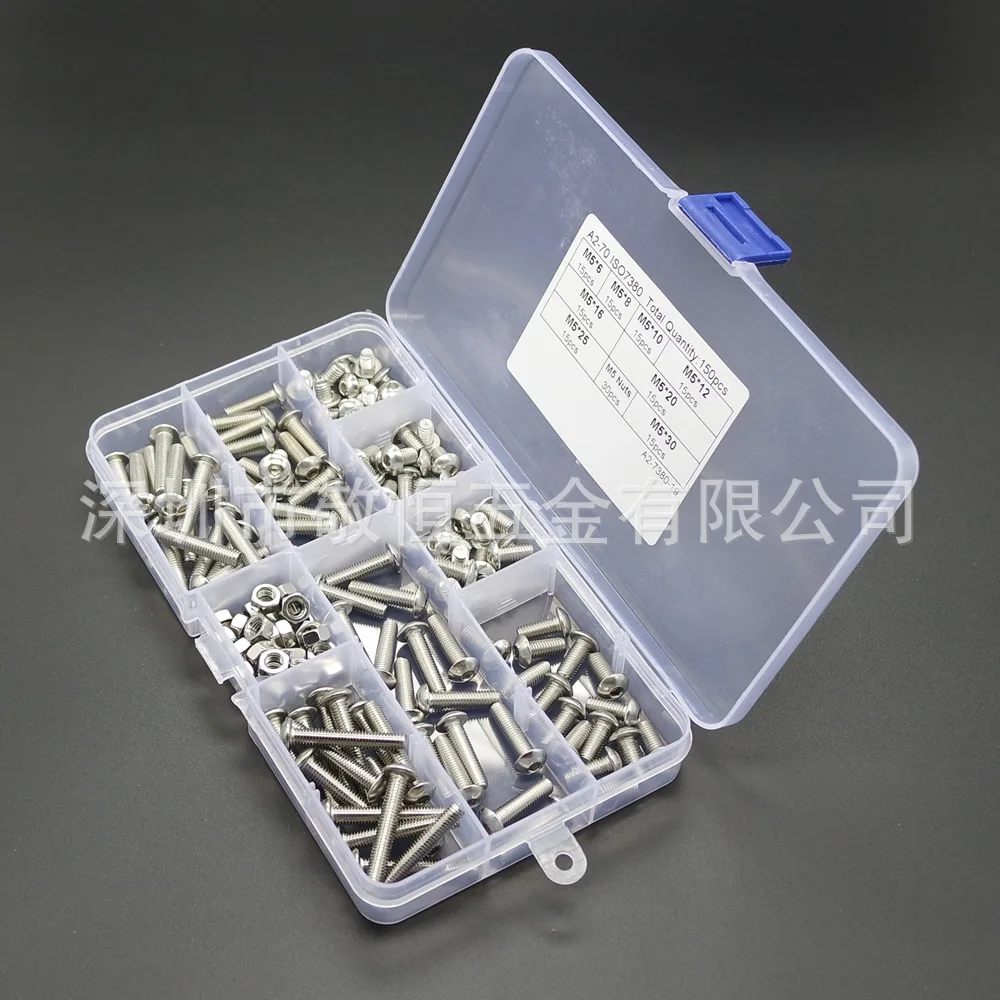 150pcs M5 Nut matching Foreign Trade Stainless Steel 304 Hexagonal screw assemblies in the disk head | Обустройство дома