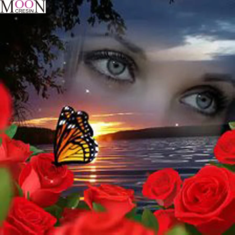

5D Diy Diamond Embroidery Butterfly Rose Goddess Lady Diy Diamond Painting Cross Stitch Round Square 3D Diamond Mosai Decoration