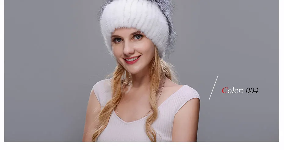 Новинка, шапка из норки и лисы, вязаная шапка из натурального меха для русской женщины, зимняя шапка с защитой ушей