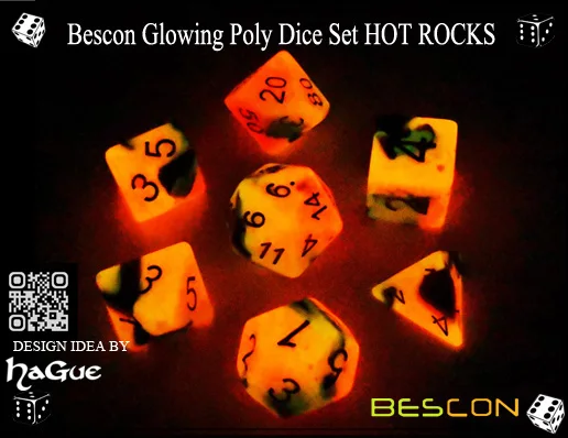 Bescon Glowing Poly Dice Set HOT ROCKS-3