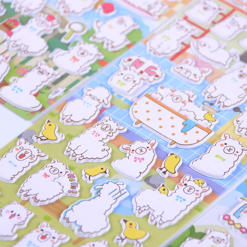 Alpaca Pasture 3D Decorative Stickers Adhesive Stickers DIY Decoration Diary Stationery Stickers Children Gift