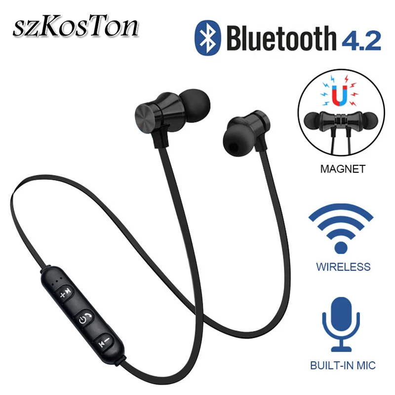 

Magnetic 4.2 Bluetooth Earphone Headset Earbuds Waterproof Sport With Build-in Mic Blueetooth Headphone with Charging Cable