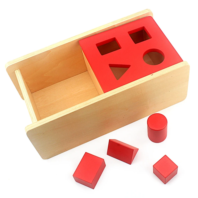 Most effective  Baby Toy Montessori Kids Imbucare Box With Flip Lid 4 Shapes Wood Learning Educational Preschool Tr