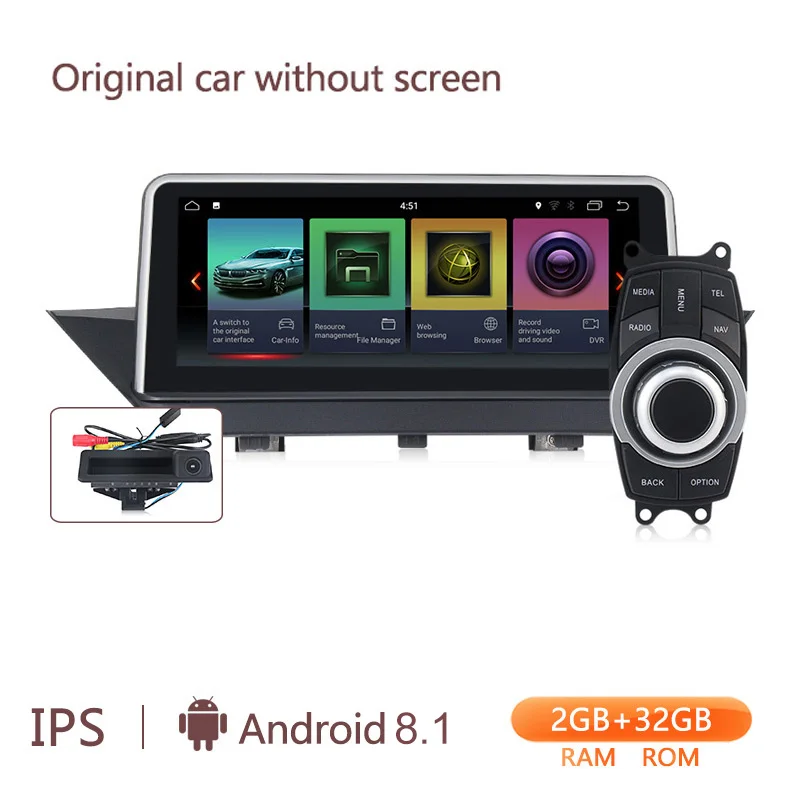 10,25 ''2GB+ 32GB android 8,1 Система Автомобильный gps навигатор для BMW X1 E84 2009- с Радио rds ipod оригинальные автомобильные функции - Цвет: add camera
