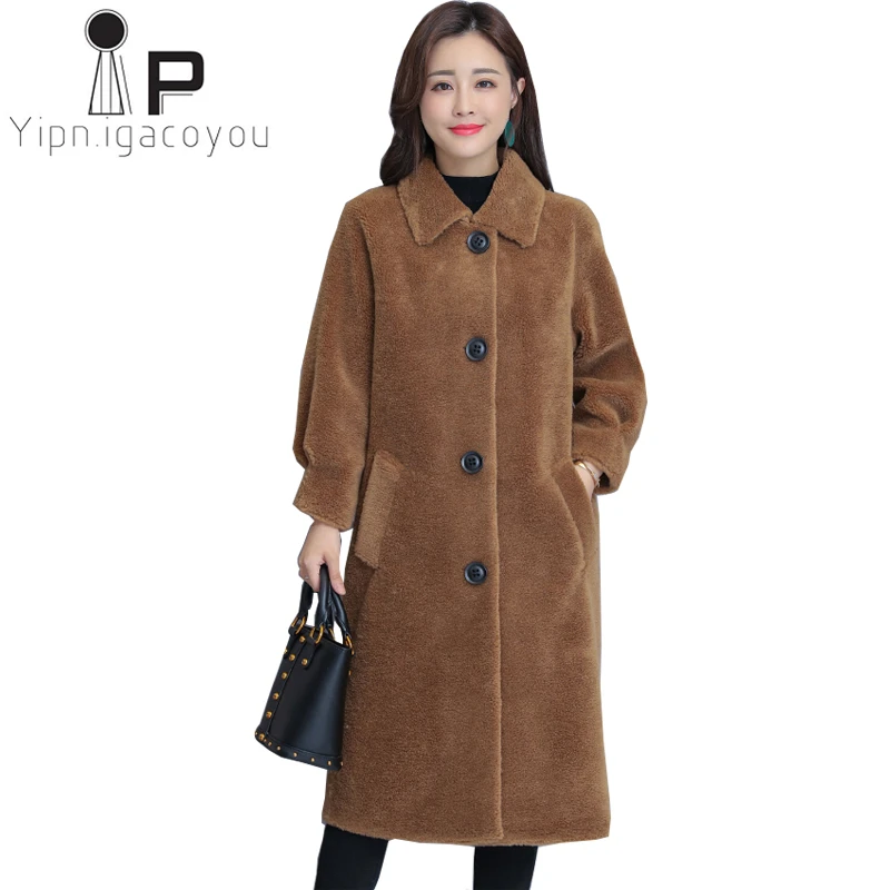 Goede Herfst Winter Faux Bontjas Vrouwen Lange Faux Schapenvacht Jas Plus size Hoge Kwaliteit Pluizige Nep Bont Jas Elegante Vrouwelijke overjas