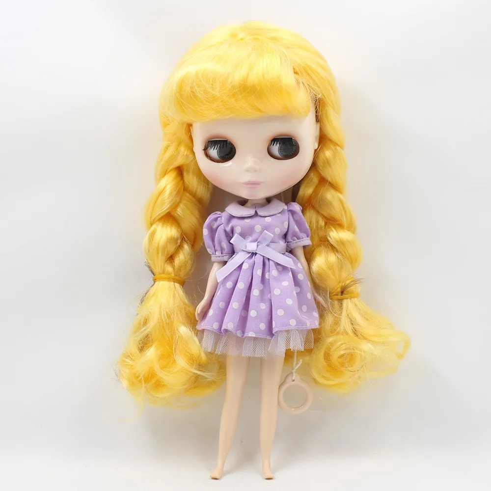 Factory Blyth Doll Nude Doll Yellow Long Wavy Hair With Bangs Make-Up Face 4 Colors For Eyes Suitable For DIY