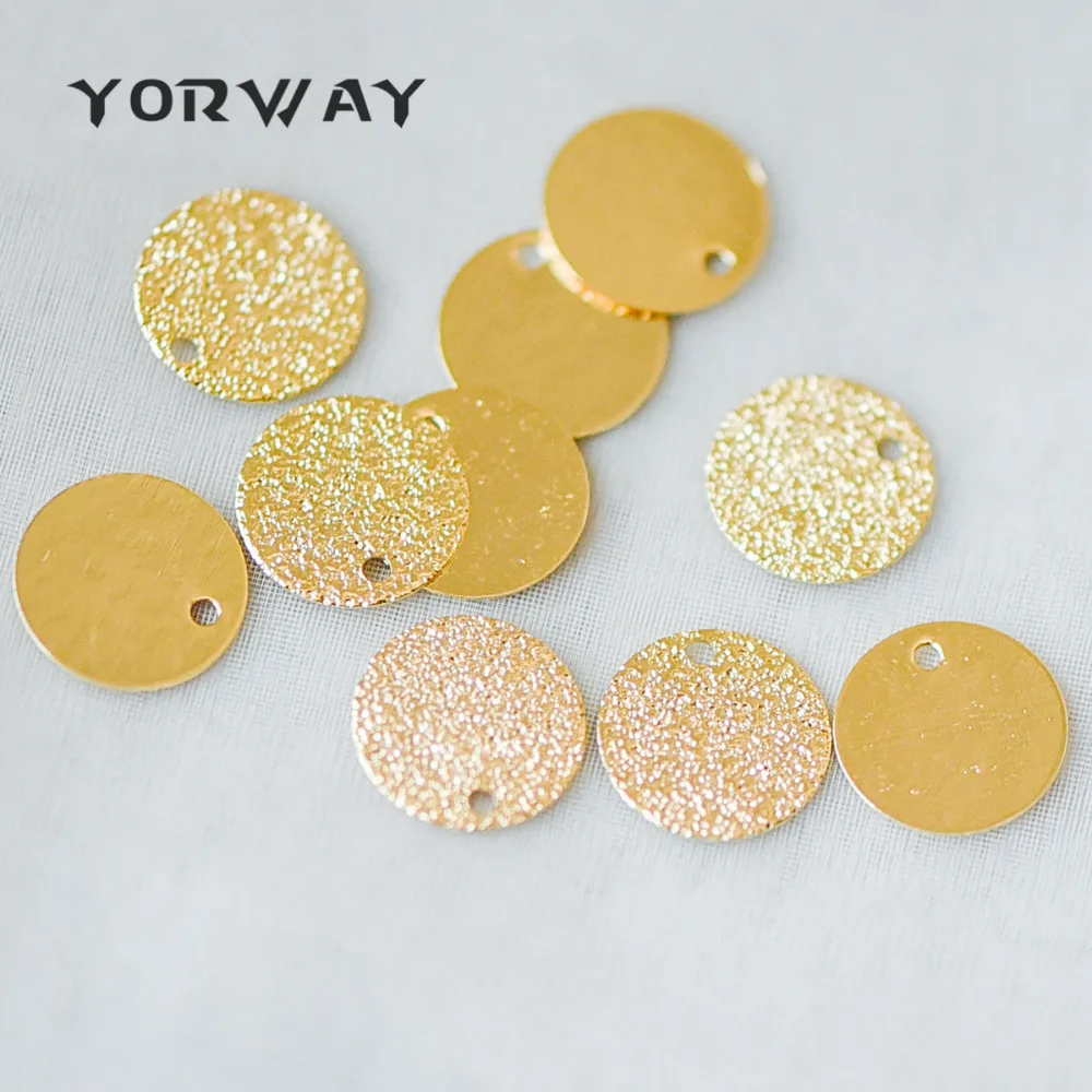 

10pcs/ lot Gold plated Brass Disc Charms 12mm, Round Coin Pendants, Two Sides Different (GB-266)