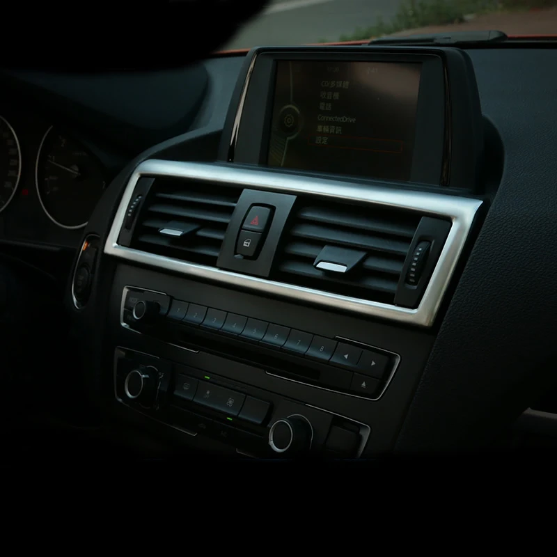 Chrome Кондиционер Вентиляционный frame крышка отделка интерьера пайетки воздуха на выходе панели декоративные полосы 3D наклейка для BMW 1 серии F20