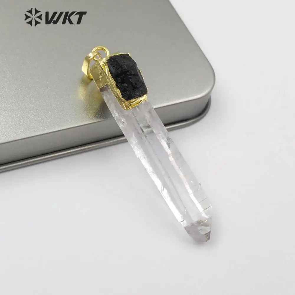 WT-P1447 красивый кристалл кварц с черным турмалиновым шармом кулон элегантные ювелирные изделия для Wonman