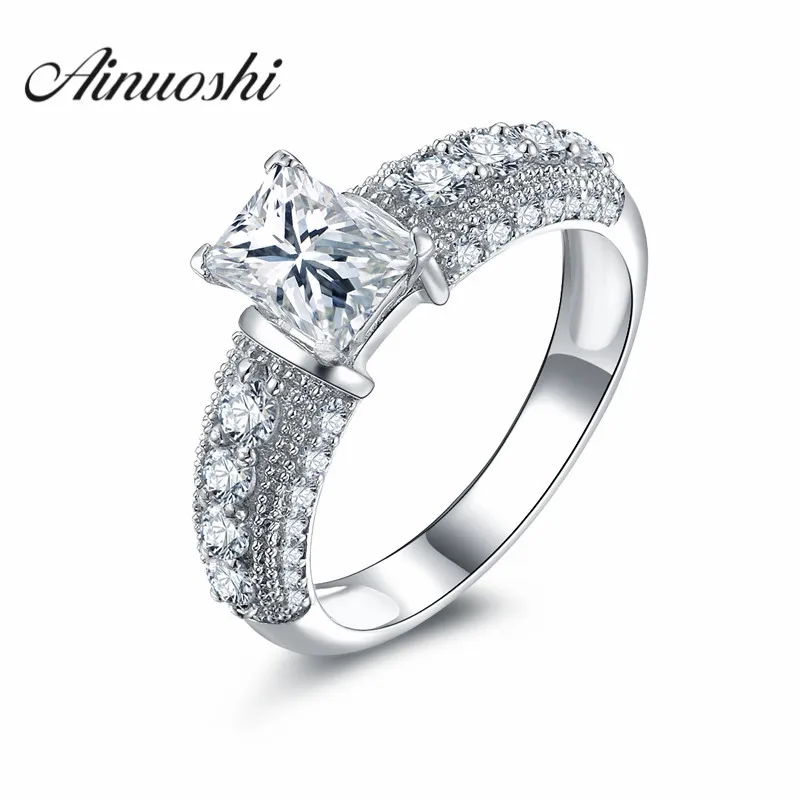 

AINUOSHI 925 Sterling Silver 4 Prongs Birthday Anniversary Rings Women Wedding Engagement Bridal Rings Jewelry mujeres anillo
