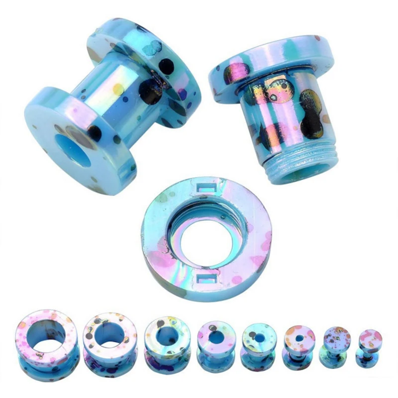 Acrylic Dot Screw Back Flesh Tunnel Ear Plug Expander Stretcher (1 Pair, 2-12mm)