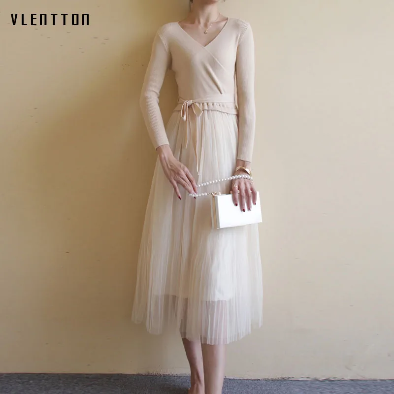 

New fashion maxi dress Spring autumn 2019 Casual v neck Long Sleeve knitting Mesh women's dresses Sashes elegant bodycon dress