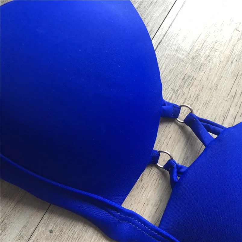 Fashion sexy women's underwear Bikini Set Solid Color Sport Swimwear Push-Up Padded Swimsuit bra sets lingerie H20 (9)