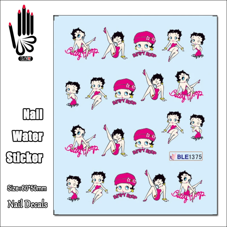 

1 Sheet Nail Sticker BLE1375 Cartoon Rose Red Betty Boop Nail Art Water Transfer Sticker Decal Sticker For Nail Wraps