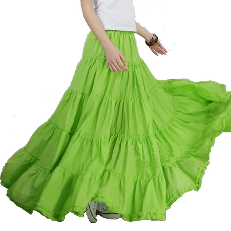 Long Skirts Womens summer Fashion Candy Colors Plus size Cotton Female