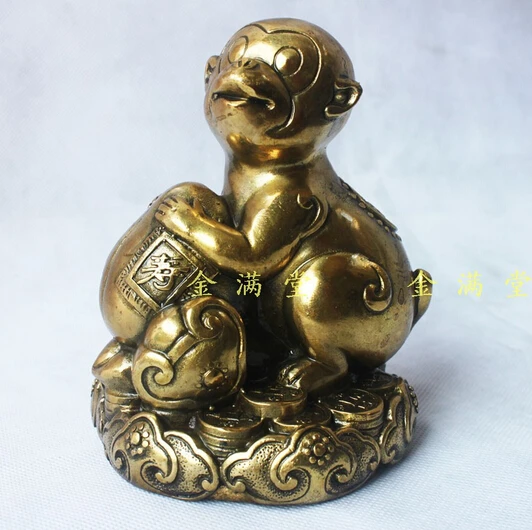 

B0601 421Bronze copper home decoration crafts decoration zodiac monkey peach Factory Copper Feng Shui crafts statue