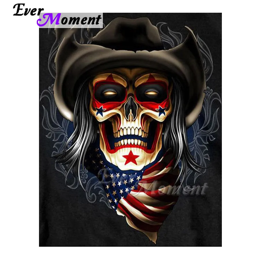 

Ever Moment Diamond Painting Skull America Flag Mosaic Full Square Resin Drill Diamond Embroidery Cross Stitch Handmade 3F1203
