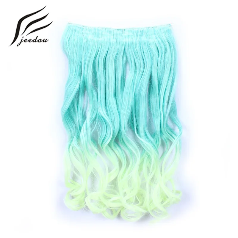 

jeedou Clip in One Piece Hair Extension Wavy Hair 5Clips Balayage Gradient Ombre Color Modern Cosplay Synthetic Hairpieces