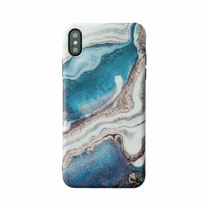 

Blue glitter ink painting marble Phone cases for iPhone 7 plus case Matte Soft TPU case for iphone 6s 6 7 8 plus XR XS Max cover