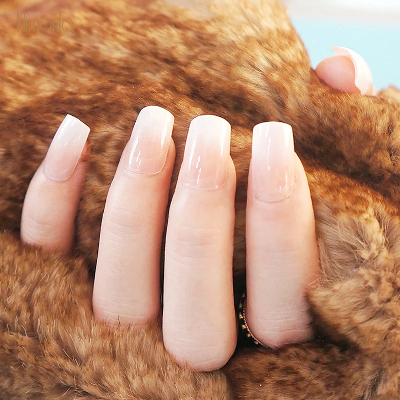 

24pcs Natural False Nail With Glue French Design Gradient Fake Nail DIY Manicure Press On Full Nail Tips Faux Ongles