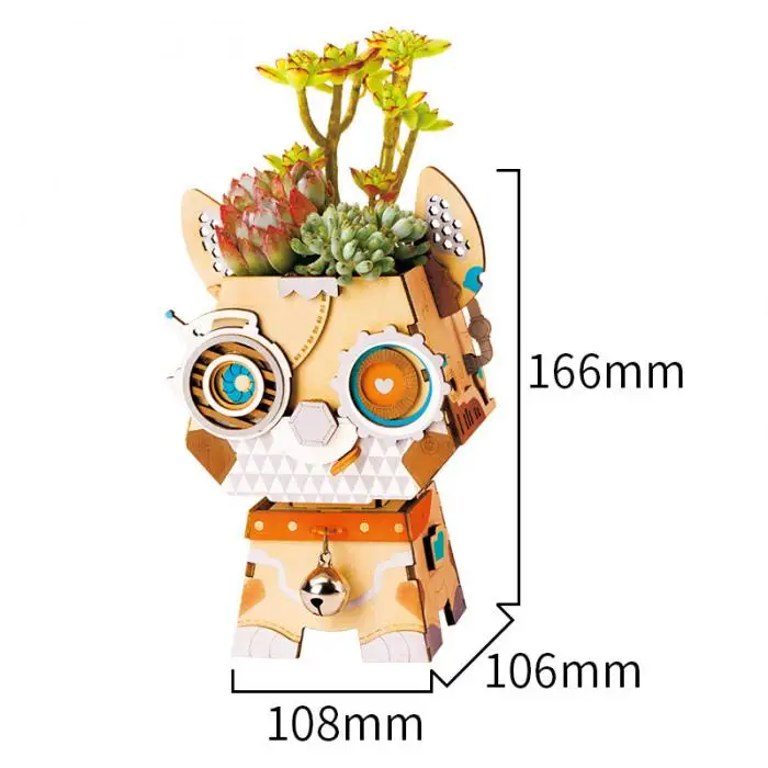 Деревянный DIY модель построить игрушки 3D головоломки растение суккулент цветочный горшок Экологичные Сделай Сам Набор для рукоделия AN88