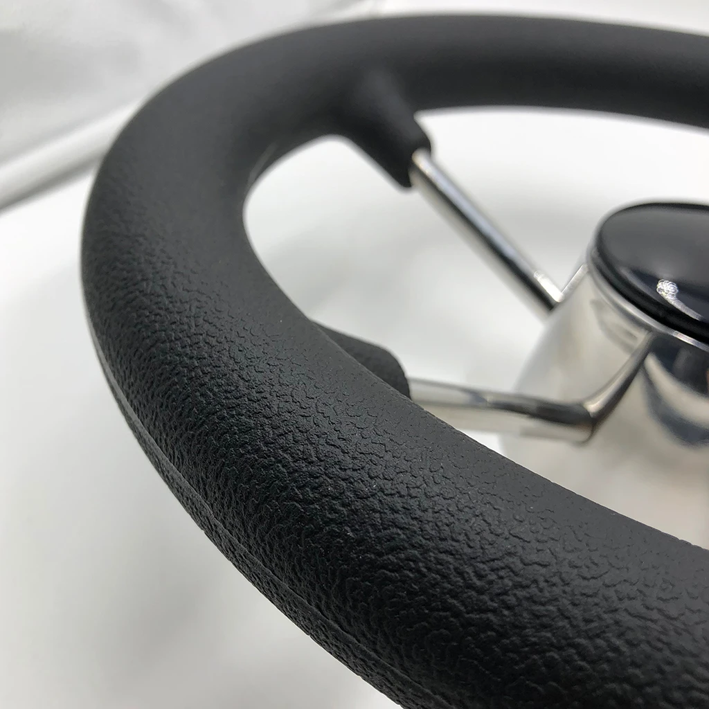 Universal UV-Resistant 5-Spoke 11-inch Boat Steering Wheel with Center Cap Stainless Steel Marine Grade