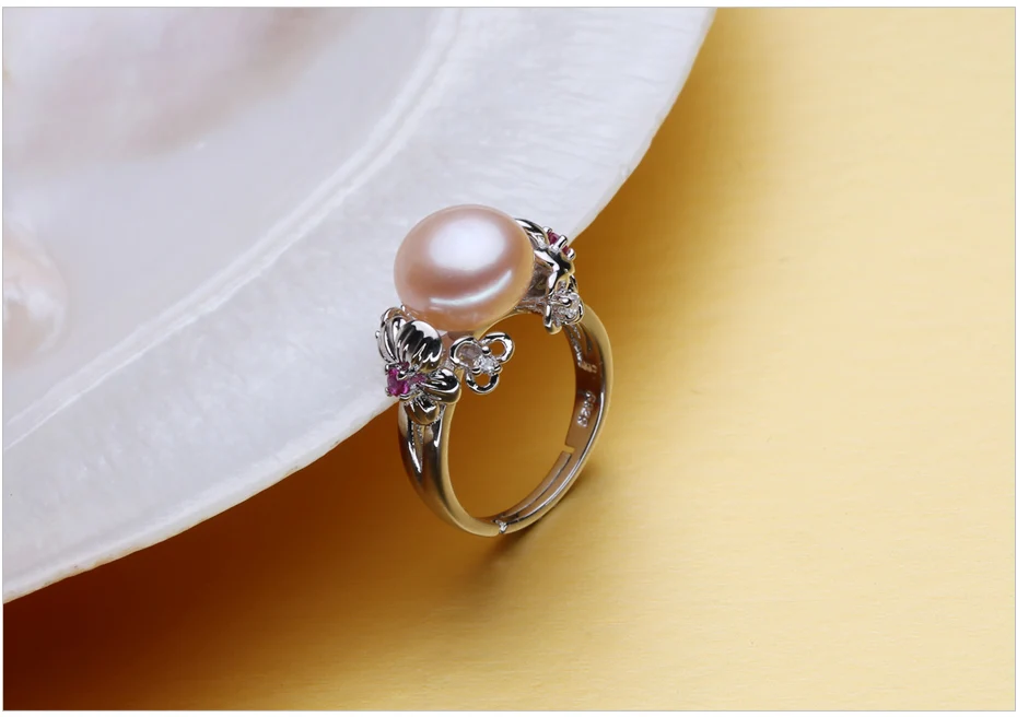 FENASY фиолетовый жемчуг ювелирные изделия цветок натуральный пресноводный жемчуг кольца кольцо из стерлингового серебра 925 сладкий Рубин цветок кольца для женщин