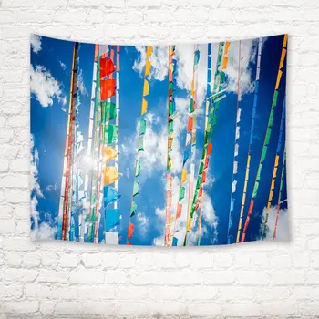 

Tibet Plateau Sky Color Prayer Flag Tapestry Wall Hanging for Bedroom Living Room Dorm