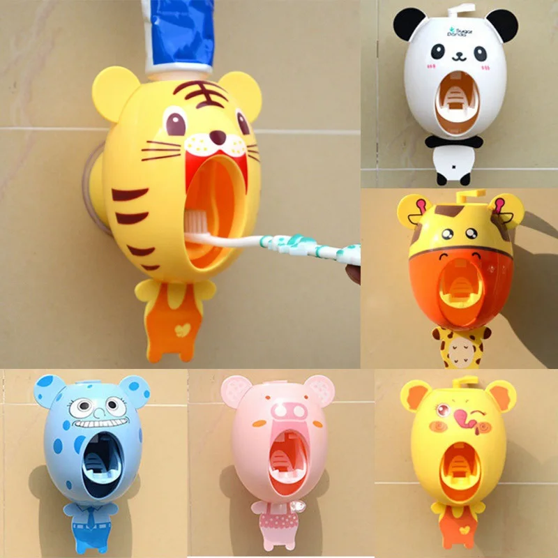 

Practical Strong Suction Sucker Funny Cartoon Style Bathroom Household Toothbrush Holder Children Automatic Toothpaste Dispenser