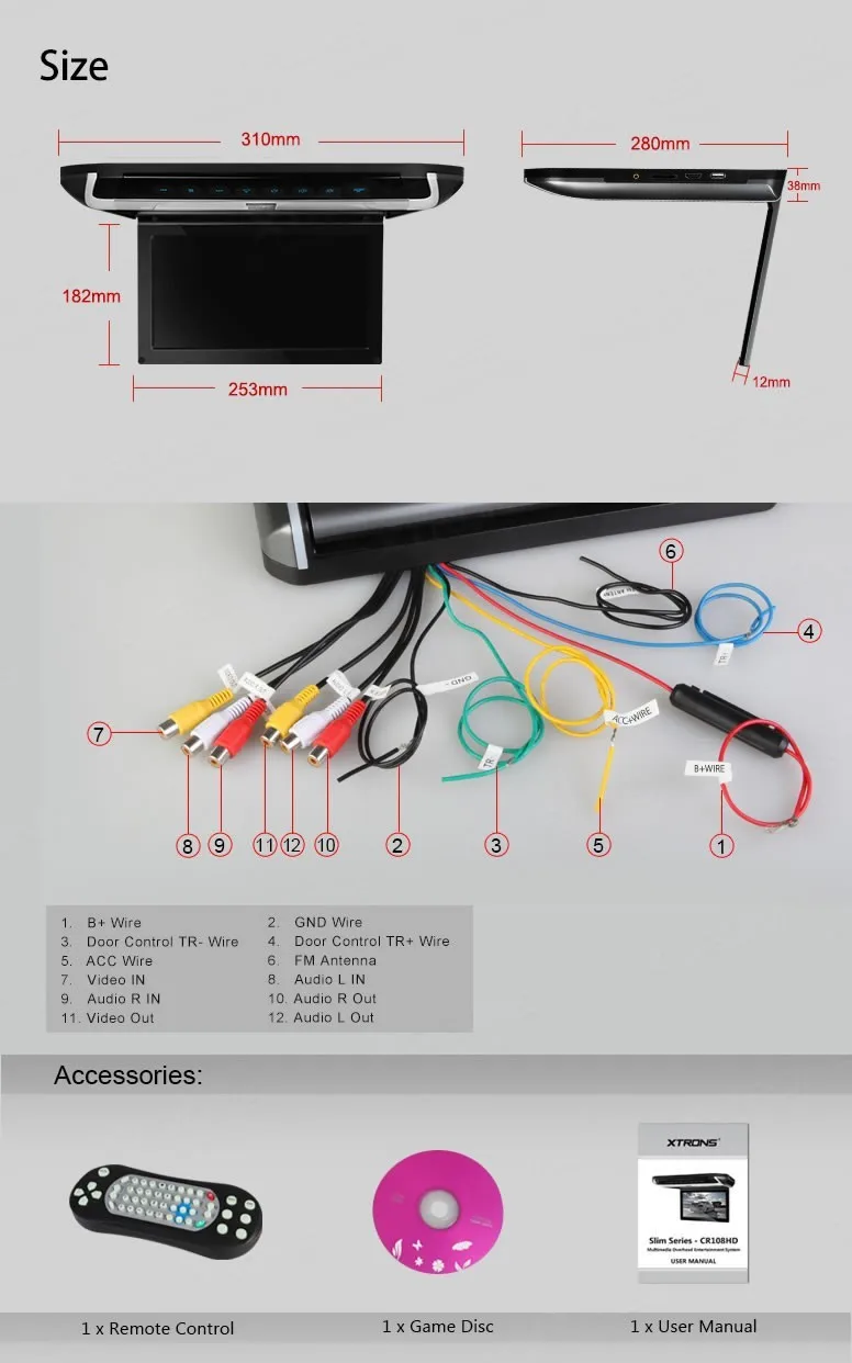 Best Xtrons 10.1" HD Digital TFT Car Roof Monitor DVD car roof flip down monitor SD/ USB/thin stylish design with 2pcs IR headphones 7 Best Xtrons 10.1" HD Digital TFT Car Roof Monitor DVD car roof flip down monitor SD/ USB/thin stylish design with 2pcs IR headphones 7