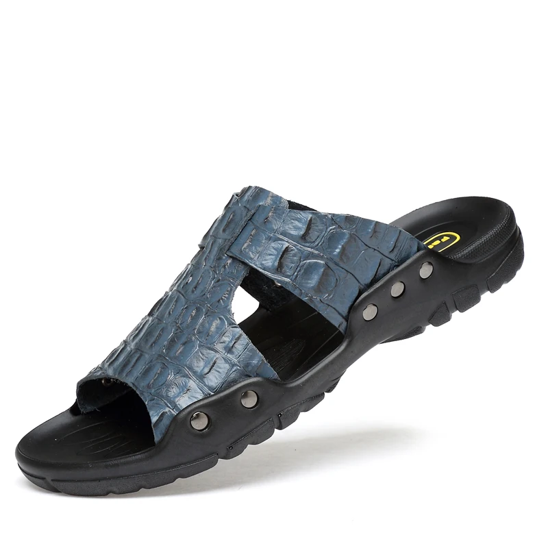 Valstone/большие размеры 52; мужские шлепанцы из спилка; очень летние шлепанцы; сандалии больших размеров; пляжная обувь; sandalia hombres - Color: Blue