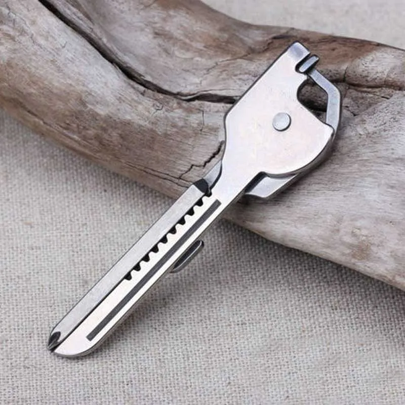 

Camping 6 in1 EDC Stainless Steel Multifunction Tool Keychain Utiliity Swiss Pocket Survival Multi Function Keys