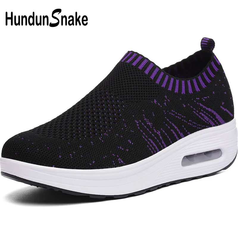 

Hundunsnake Black Knit Sock Sneakers Women Air Cushion Sports Shoes Lady Summer Running Shoes Women's Sport Shoes Women Gym T206
