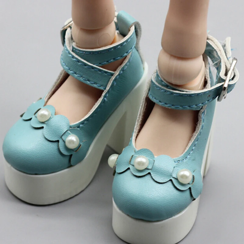1 пара разноцветных туфель на высоком каблуке для принцессы подходит для 1/3 1/4 BJD 60 см SD DD DOD куклы кукольная обувь - Цвет: BL