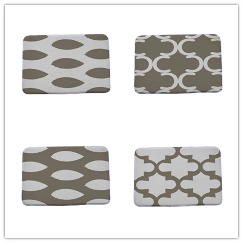 

Creative Geometry Flowers Printed Coral Velvet Doormat Kitchen Carpets Oriental Rugs Anti-slip Shower Mats Home Decor